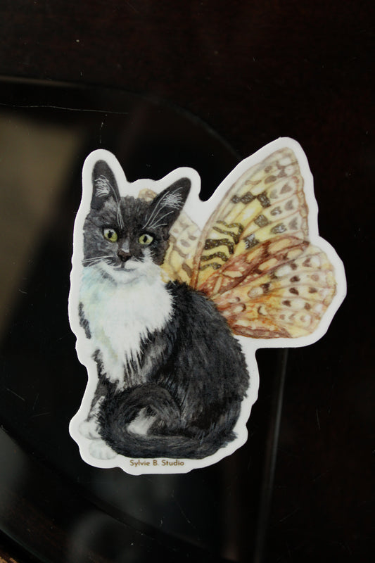 Tuxedo fairy cat sticker