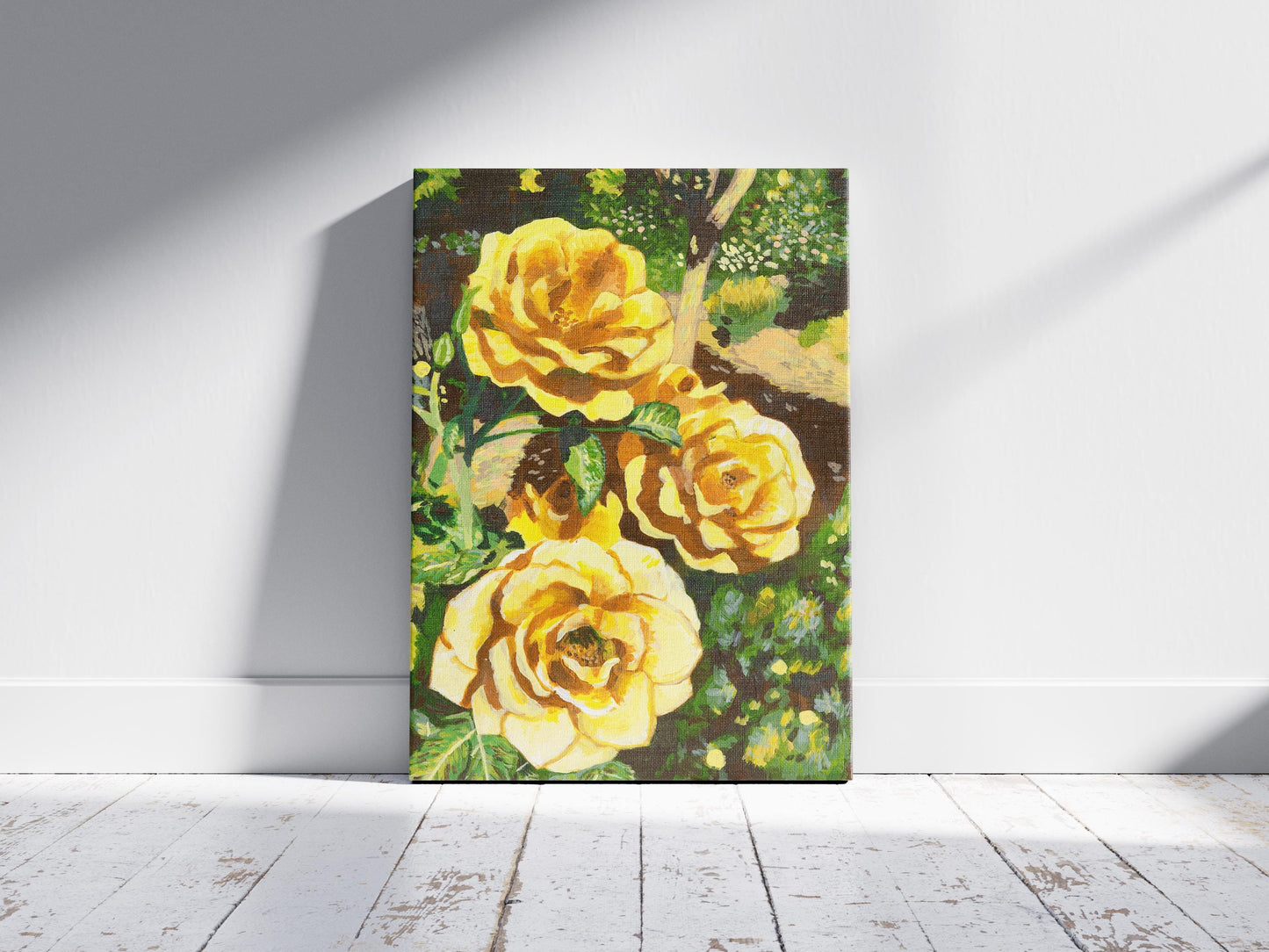 Original 16"x20" acrylic painting "Yellow Roses"