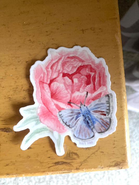 Butterfly peony sticker