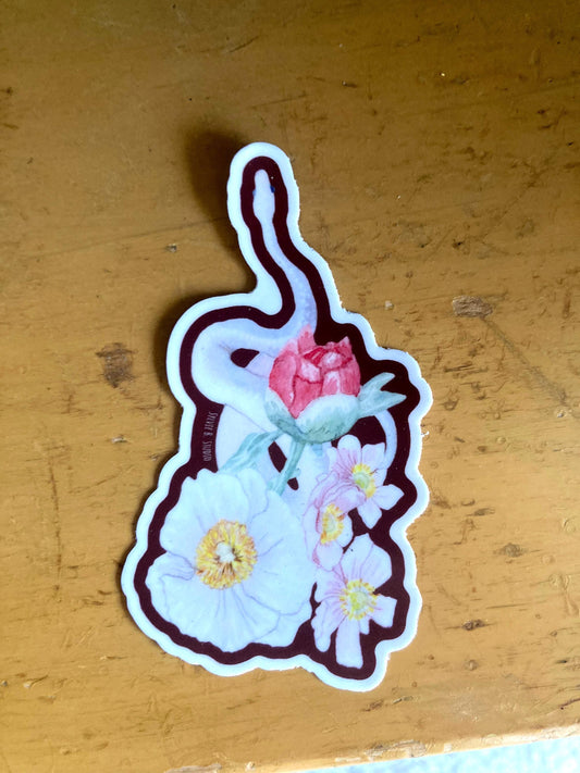 Peony snake sticker