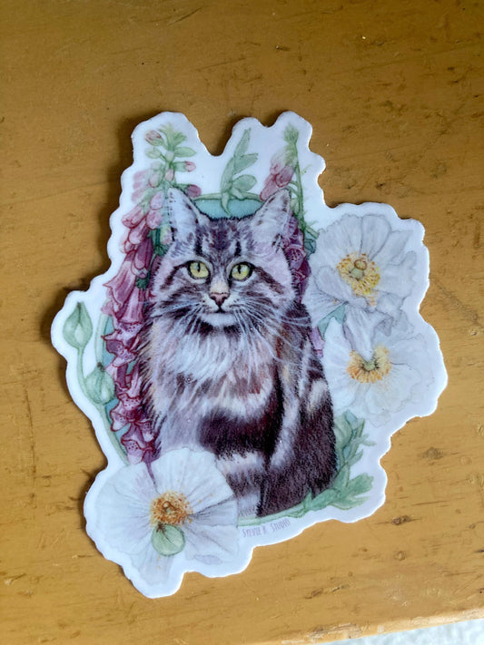 Foxglove cat sticker