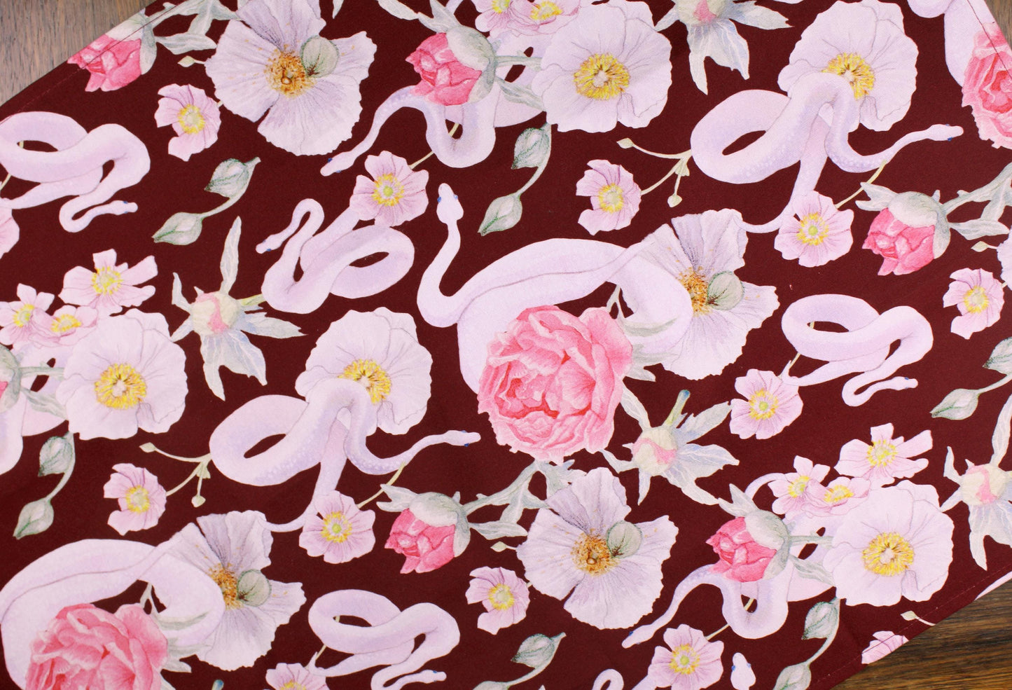 White Python Peony Tea Towel - Gift for Snake Lovers