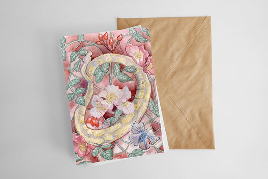 Python in Bloom Greeting Card