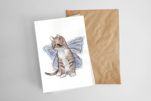 Fairy cat with Purple Wings Greeting Card