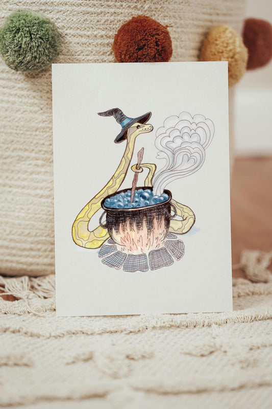 Ball Python Witch Greeting Card