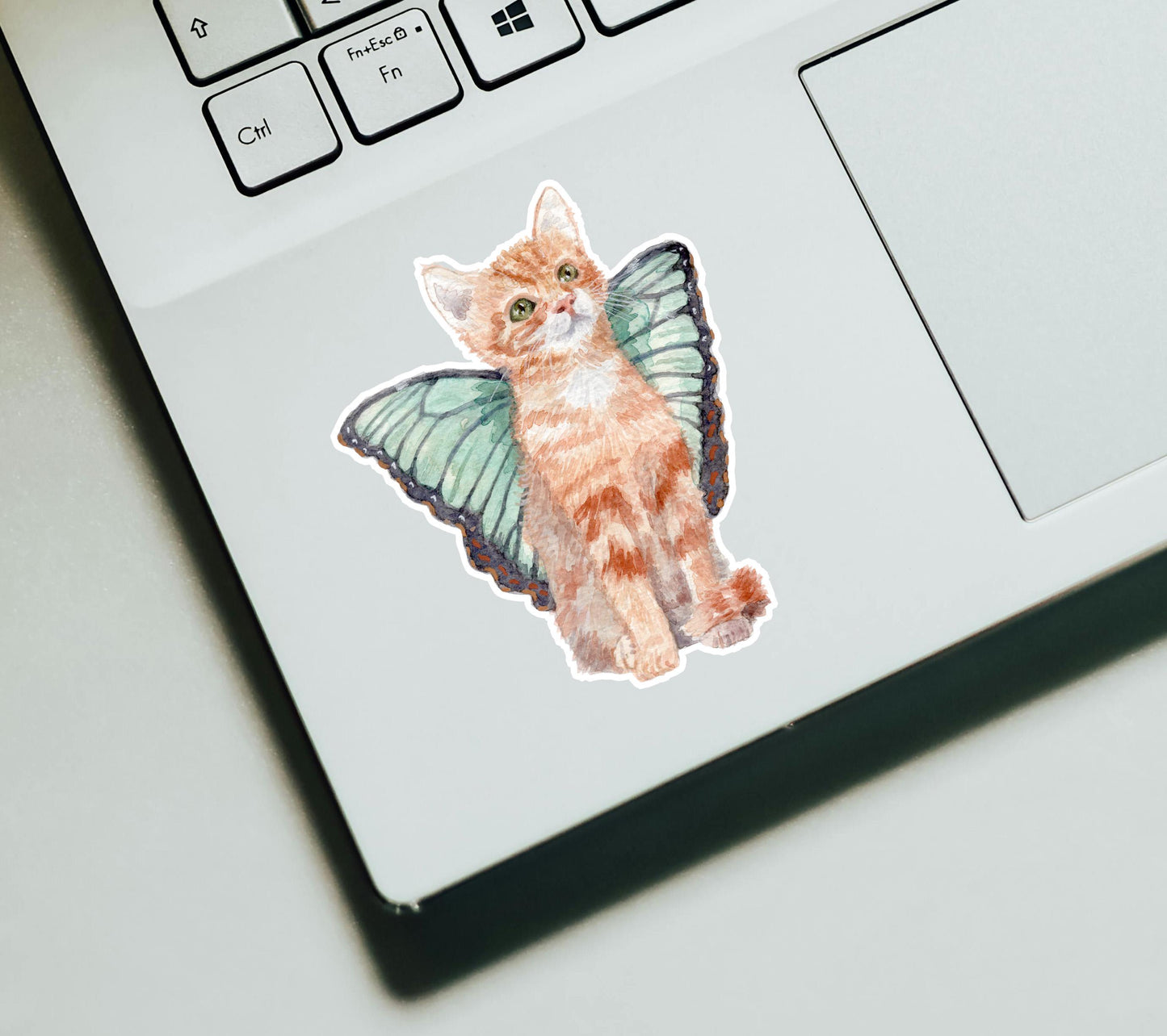 Cat with Green Wings Sticker