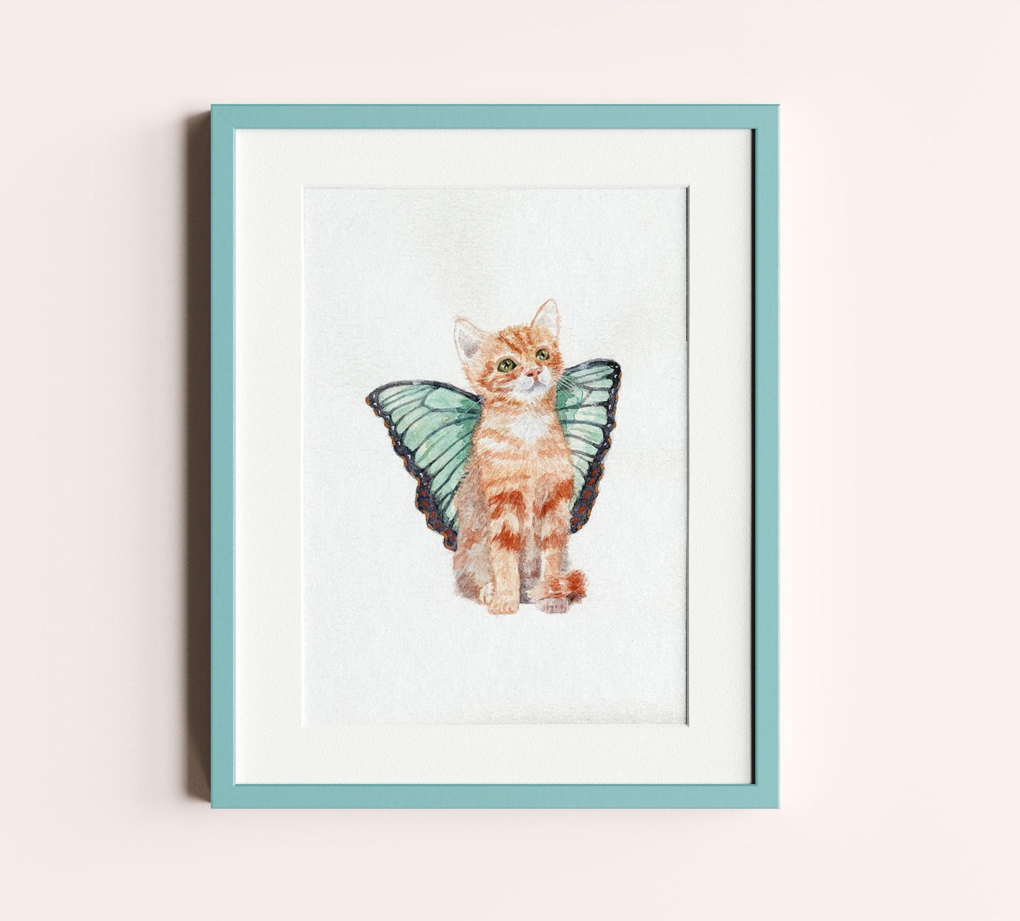 Cat with Green Wings 5x7 print