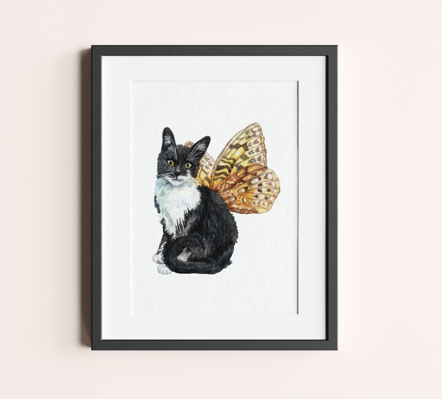 Tuxedo fairy cat 5x7 print