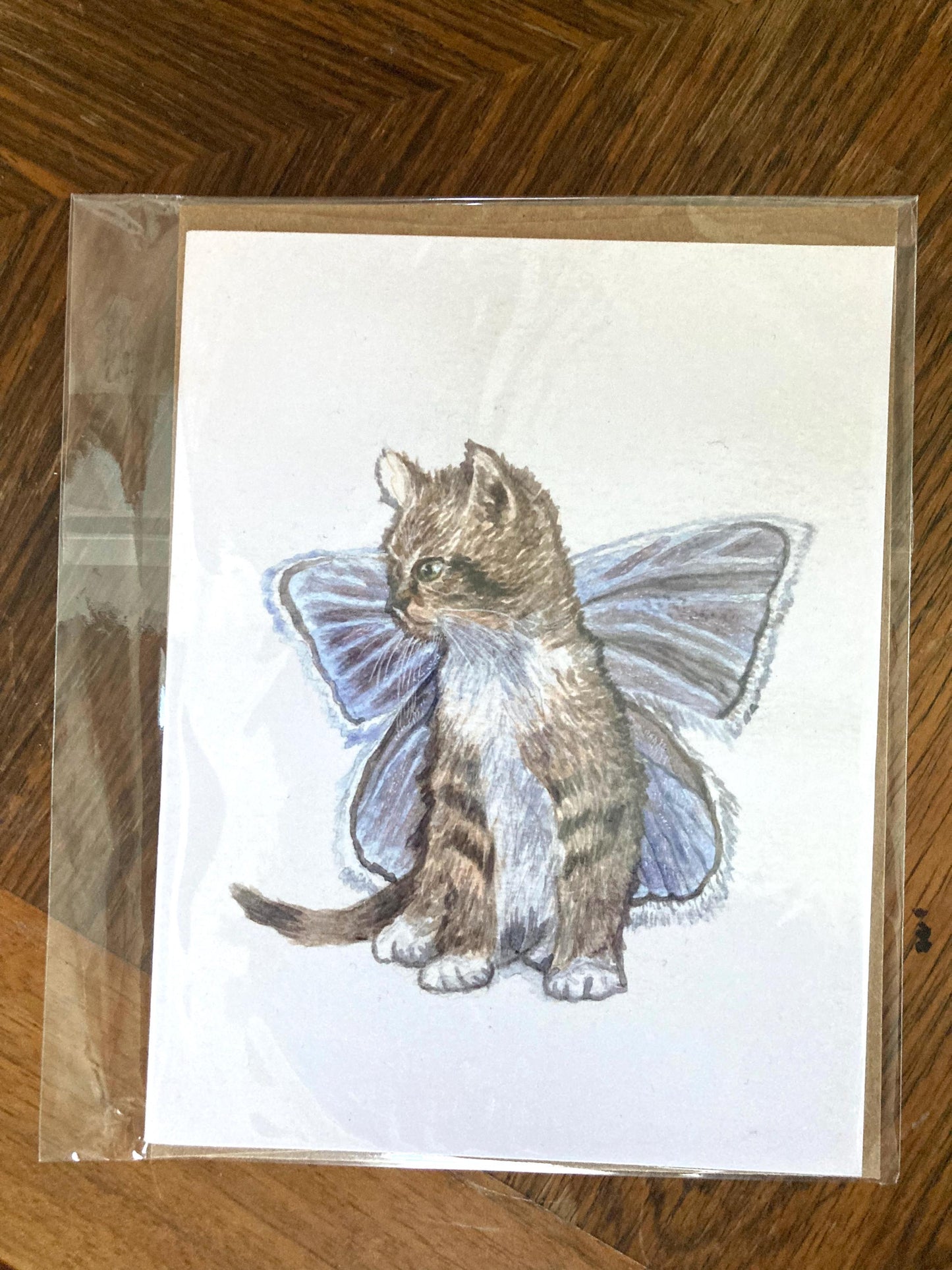 Fairy cat with Purple Wings Greeting Card