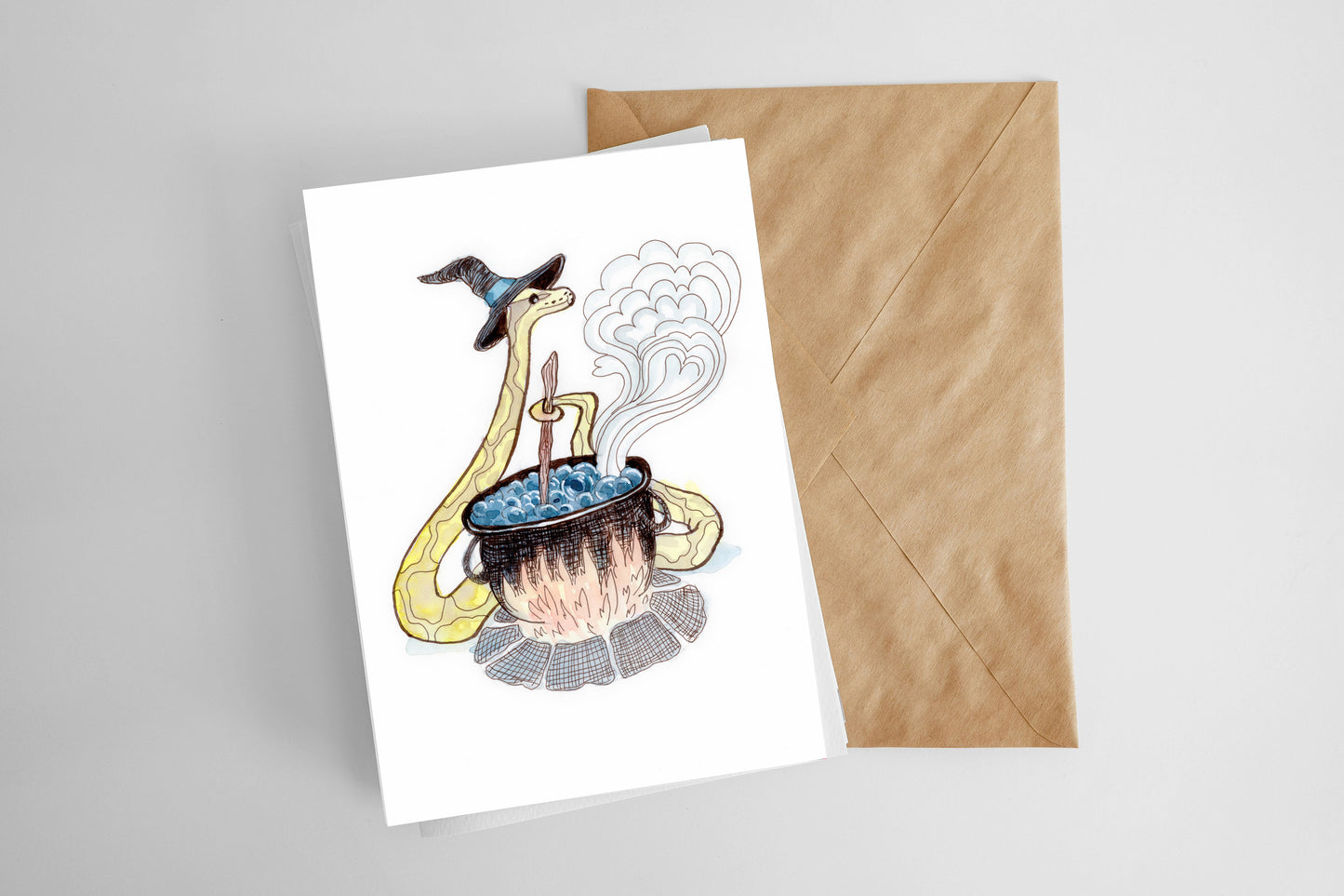 Ball Python Witch Greeting Card
