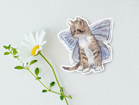 Cat with Purple Wings Sticker