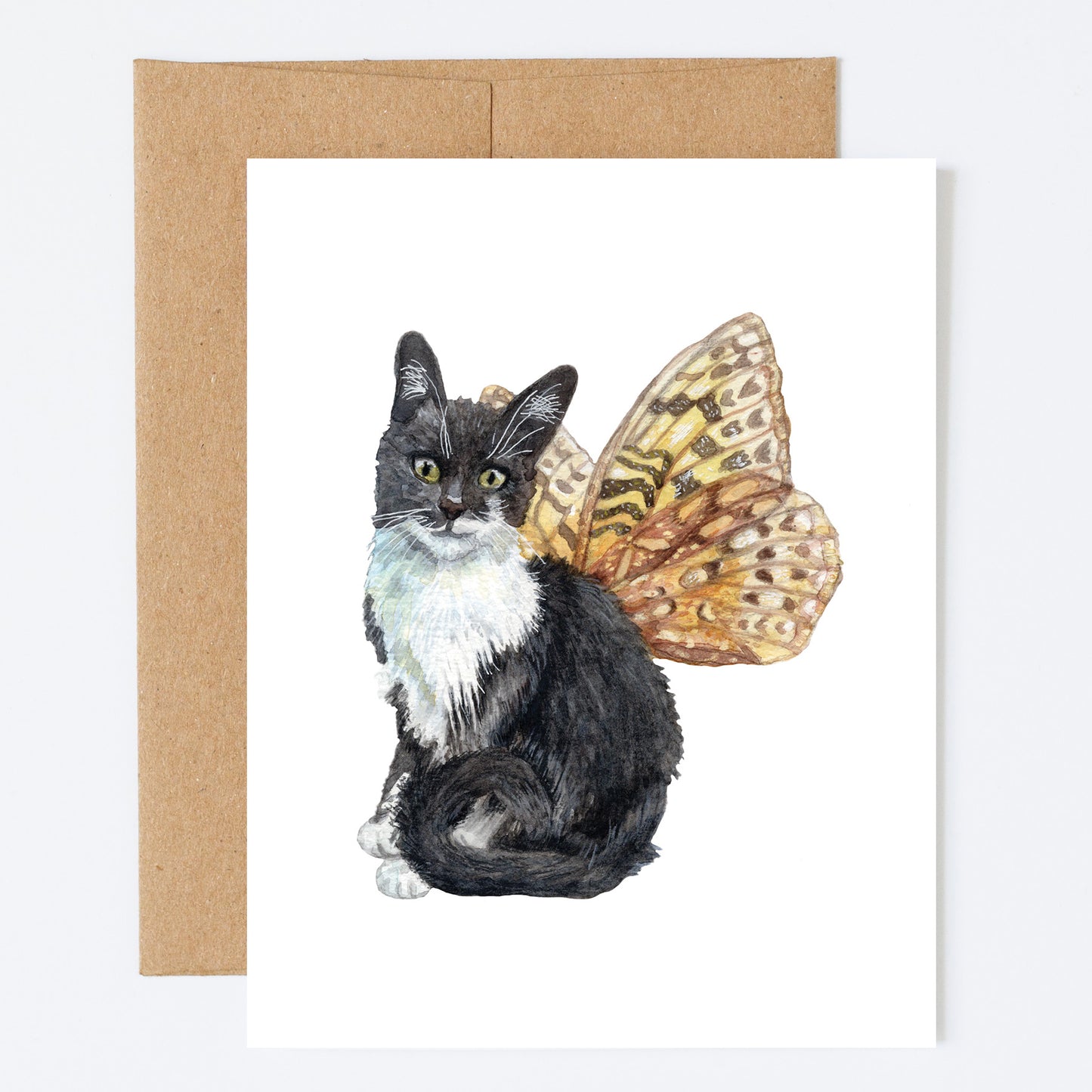 Tuxedo Fairy Cat Greeting Card