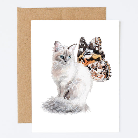 White Fairy Cat Greeting Card