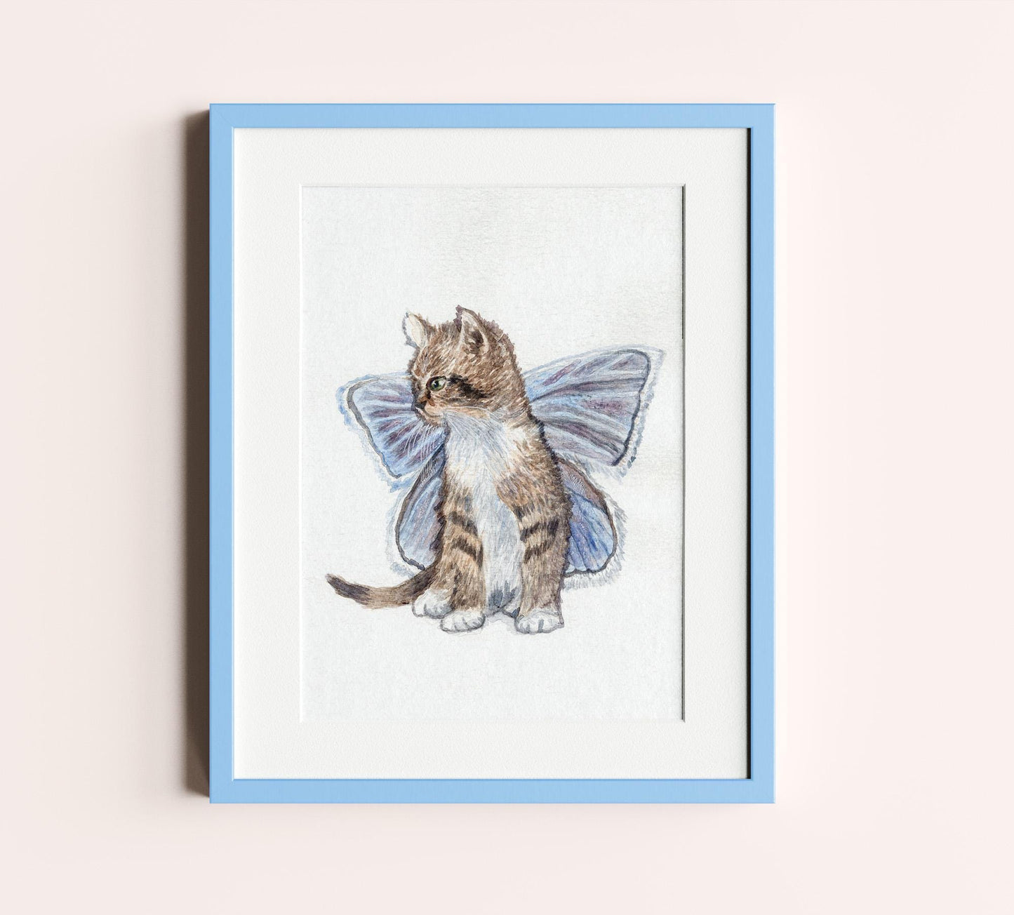 Fairy cat with Purple Wings 5x7 print