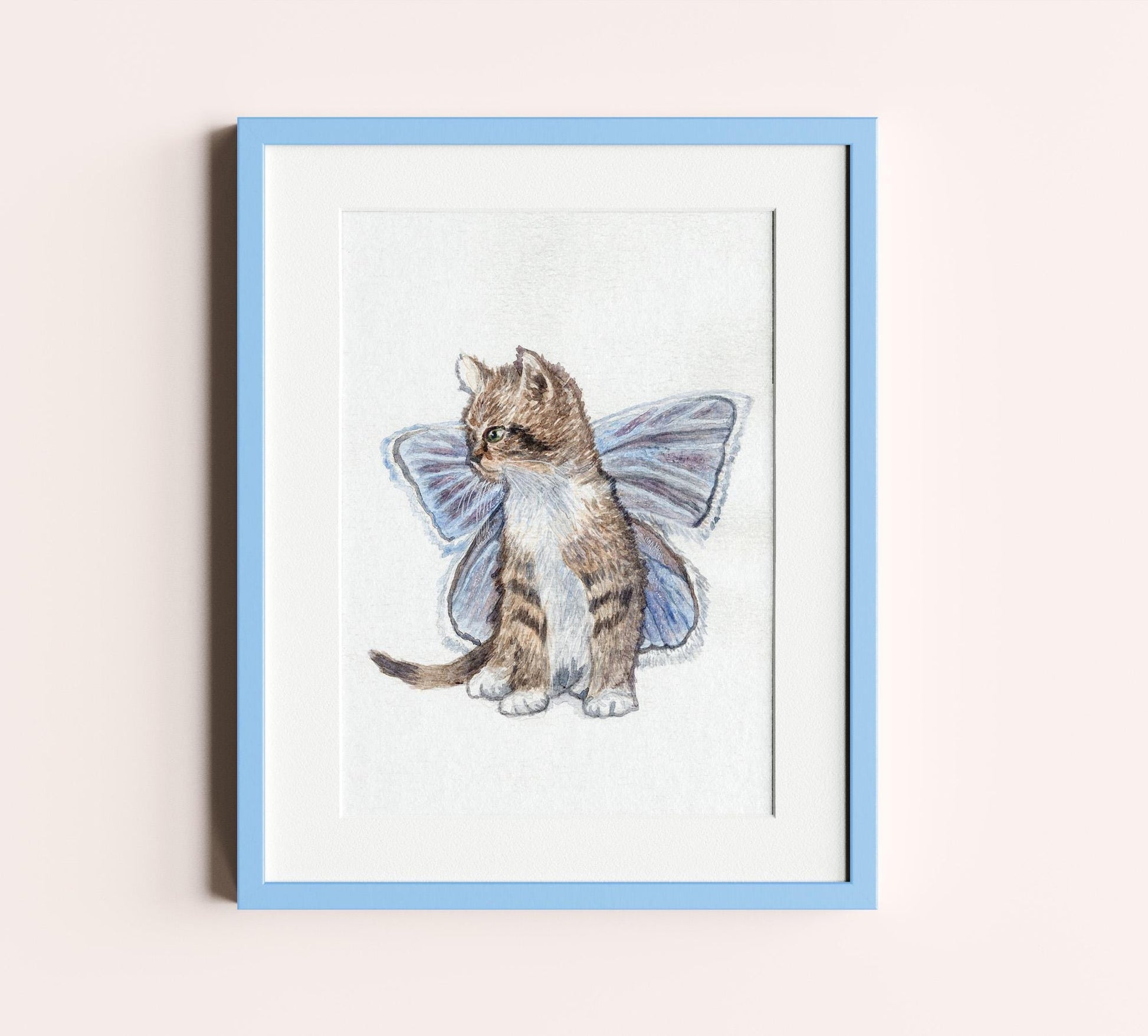 Fairy cat with Purple Wings 5x7 print