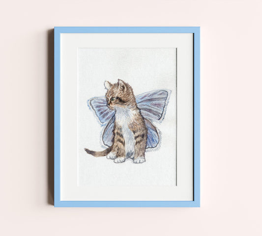 Fairy cat with Purple Wings 5x7 print