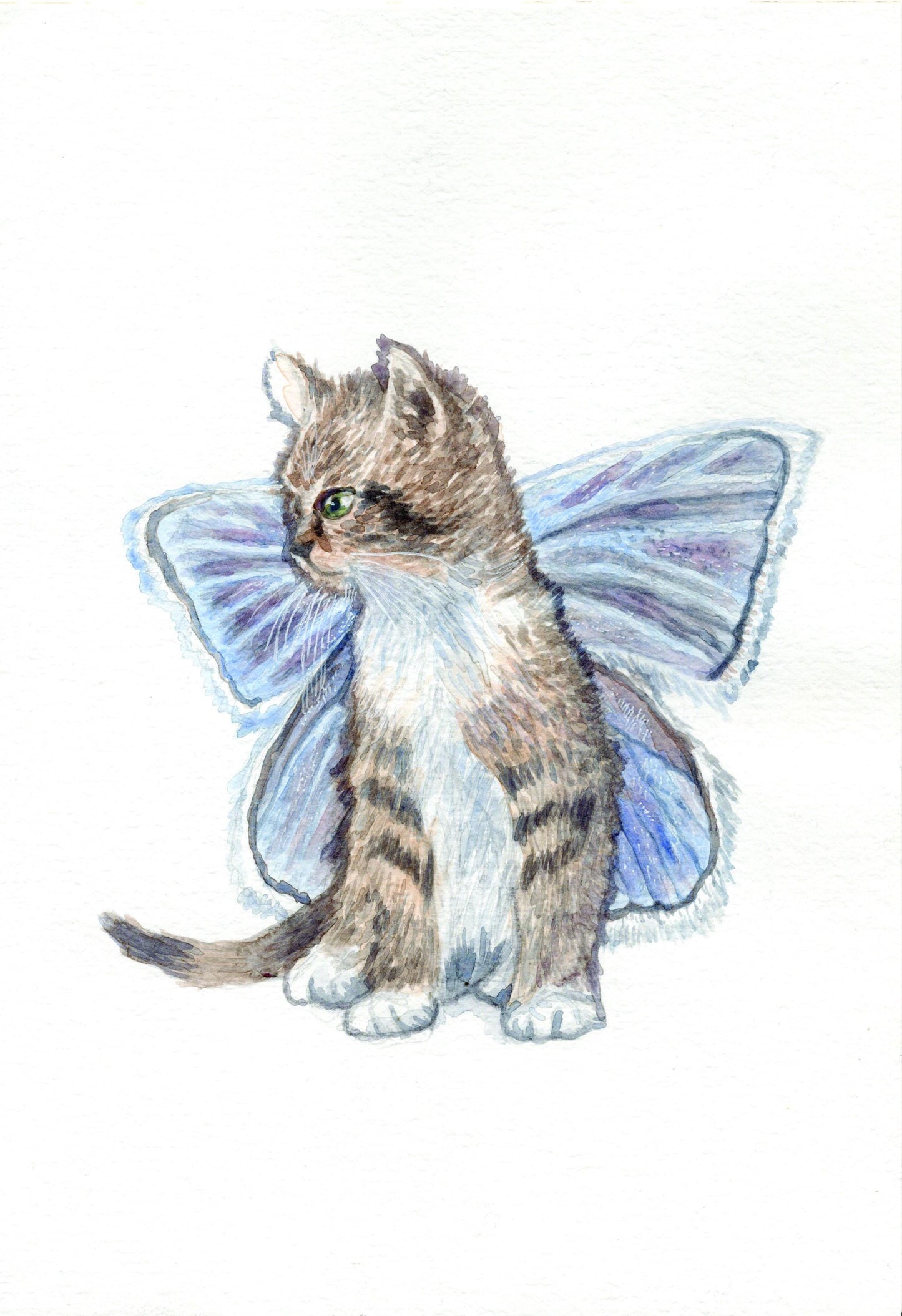Fairy cat with Purple Wings 5x7 print