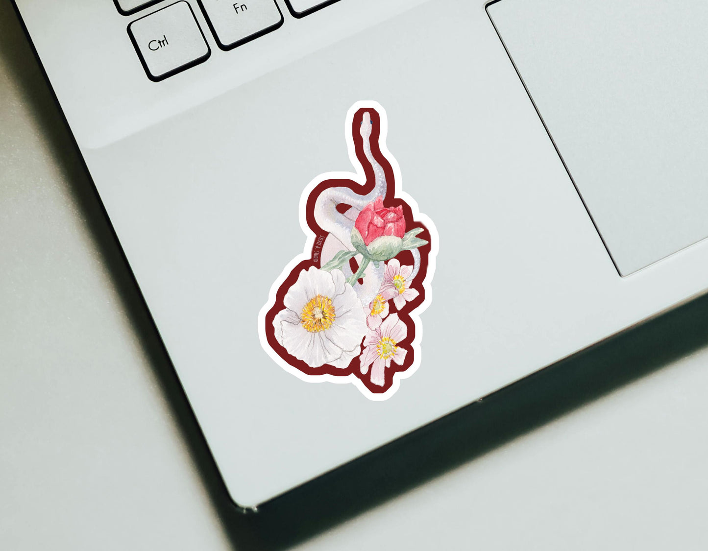 Peony snake sticker