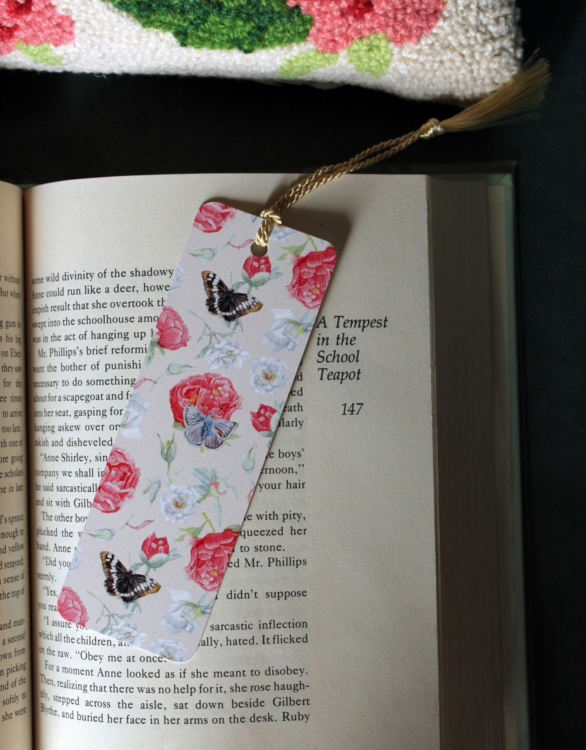 Peony Butterfly Bookmark