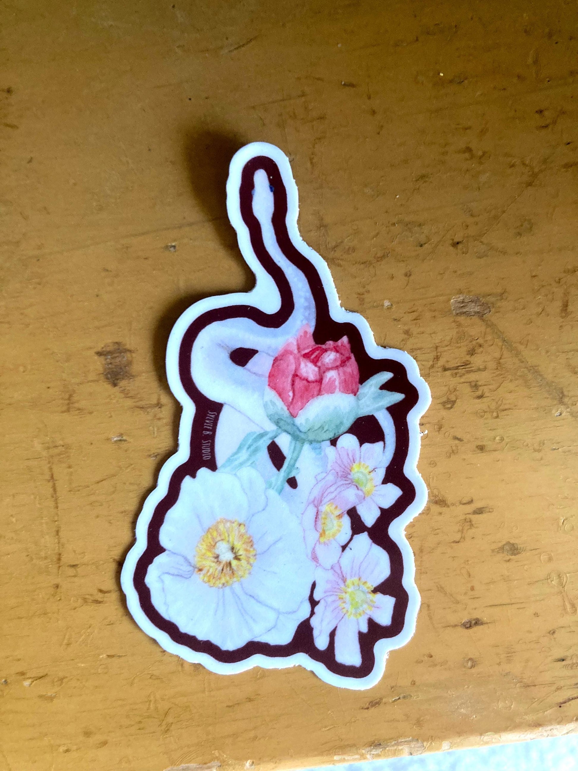 Peony snake sticker