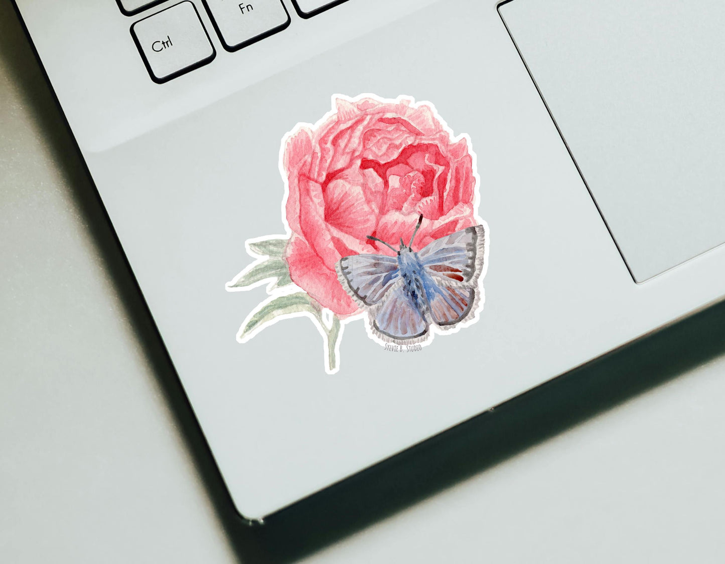Butterfly peony sticker