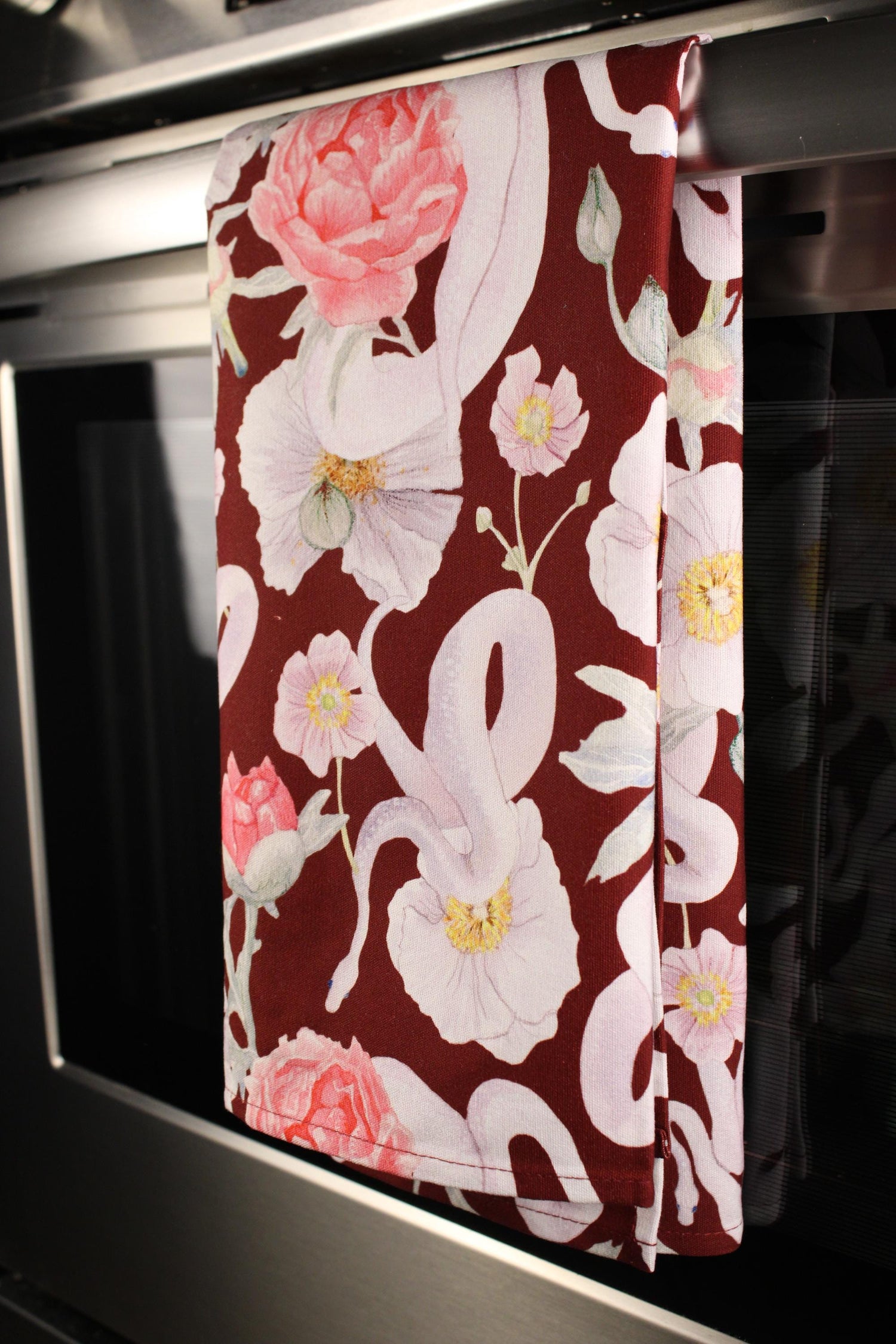 White Python Peony Tea Towel - Gift for Snake Lovers