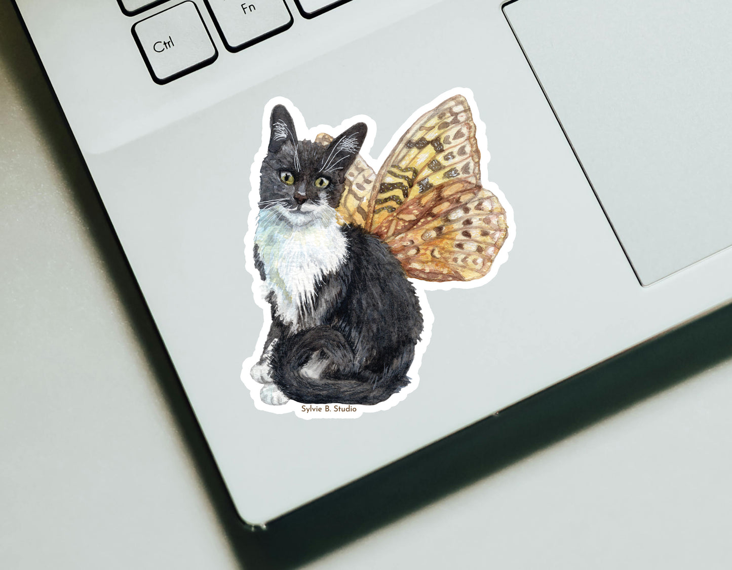 Tuxedo fairy cat sticker